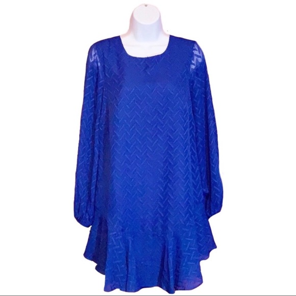 BCBGMaxAzria Blue Sapphire Ruffle Mini Dress Small $248 - Picture 1 of 8